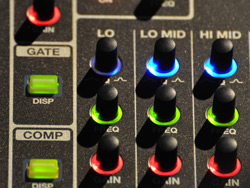 Knobs on a mixing console