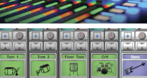 Close up ohoto of the icons for instruments on the SSL console