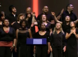 Great church choir singing to the lord and leading people into worship.