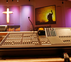  Yamaha digital mixer in a sanctuary