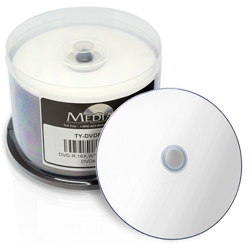 CMC Pro - Powered byTY Technology Watershield Glossy White Inkjet Hub 16X DVD-R